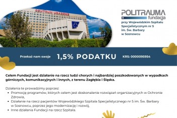 zachęcamy do przekazania 1,5 % podatku na rzecz fundacji politrauma